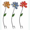 Patio Trasero Metal Garden Flowers Stake, 3 Assorted Color PA3283777